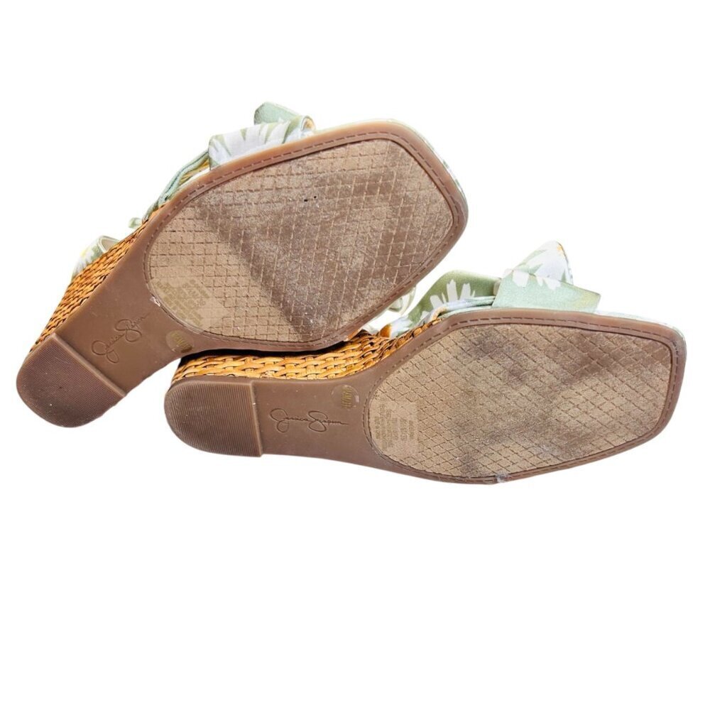 Jessica Simpson Delirah 8.5 Floral Wedge Rattan Daisy Picnic Bow Woven Heel - Picture 7 of 8